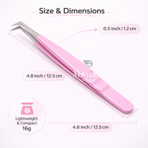 Pince à cils rose en L, à pointe de précision, pour extensions de cils volume, outil pour la création facile d'éventails - Product Image 4
