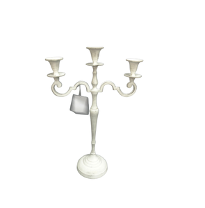 Antique Decorative 3 Arms Metal <b>Candle</b> Stand <b>White</b> Wash Aluminum <b>Candle</b> <b>Pillar</b> Holder for Christmas & Wedding Decor - Product Image 3