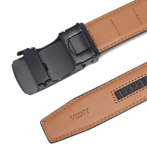 เข็มขัดหนังวัวแท้แบบปรับได้สำหรับผู้ชาย ดีไซน์คลาสสิก หัวเข็มขัดแบบอัตโนมัติ - Product Image 4