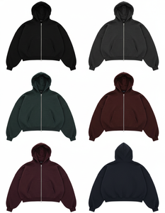 <b>Men's</b> Women's Black Zip <b>Hoodie</b> Oversized Heavy Cotton Blend Sweatshirt Pullover with Pockets Casual - Product Image 6