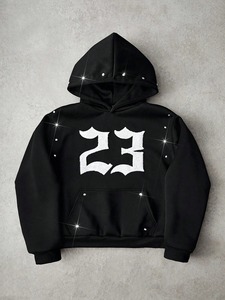 Sudadera con capucha de lana de gran tamaño para mujer, sudadera cálida gruesa de invierno con diamantes de imitación, ideal para ropa de calle o de salón - Product Image 6