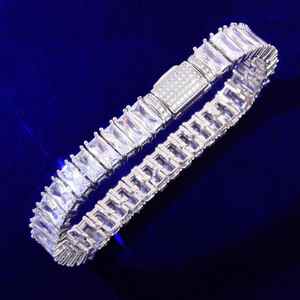 Moissanite VVS <b>Baguette</b> shape Diamond Tennis chain for unisex fully iced out tennis <b>bracelet</b> 925 Sterling Silver - Product Image 3