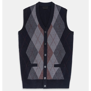 100% Cotton <b>Sleeveless</b> <b>Sweater</b> NAVY GREY Winter Customizable Logo High Quality Breathable Anti-Shrink Anti-Wrinkle Front Logo - Product Image 1