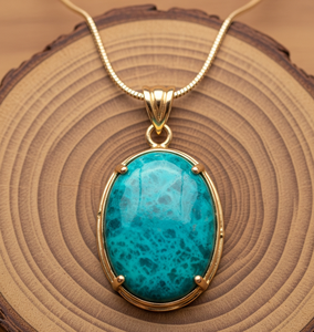 สร้อยคอเงิน925ชุบโครเมียมโบฮีเมียนจี้รูปไข่18K คริสตัลทองคำบำบัดแฟชั่นอันโอชะ - Product Image 1