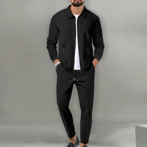 Men's Tracksuits <b>Set</b> Sport Two Piece Jacket <b>Set</b> Custom Logo Waffle Knit <b>Set</b> Long Sleeve <b>Lounge</b> Wear for Men - Product Image 6