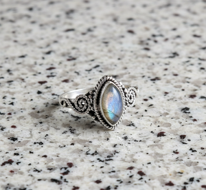 Anillo de Compromiso Clásico de Plata de Ley 925 con Piedra Lunar, Engaste de Bisel, para Mujer, Aniversario de Bodas, Fiesta - Product Image 6