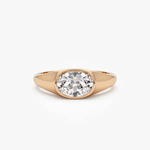 Bague solitaire élégante en or 14 carats avec diamant de laboratoire de forme ovale, 1,00 carat total, couleur E-F, pureté VS, sur mesure pour femme - Product Image 1