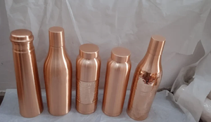 100% Copper Premium Quality <b>Water</b> <b>Bottle</b> In Diamond Hammered <b>Plain</b> And Embossed Design Finish - Product Image 3