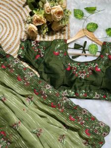 Dernière tenue de créateur, sari en georgette pur et doux tendance avec des fils de broderie lourds, travail de séquence de 3 mm, mode féminine - Product Image 4