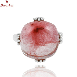Bague classique en argent sterling 925 de haute qualité avec pierre précieuse audacieuse, pierre de verre cerise, mode, fêtes, vente en gros de bagues - Product Image 3