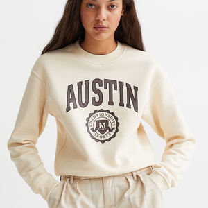 Wholesale Custom Made Logo Print Plain Blank Long Sleeve <b>Crewneck</b> Pullover Unisex Women Cotton Winter Sweatshirt - Product Image 2