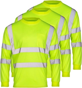 Hi Vis réfléchissant travail hiver Construction 100% Polyester vestes vêtements de travail chemises bande réfléchissante chemise à manches longues vêtements de travail - Product Image 2