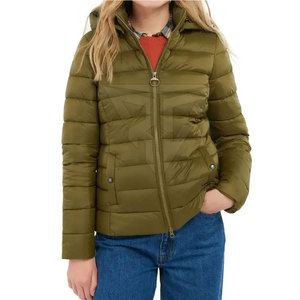 Veste matelassée pour femme en nylon/polyester de haute qualité, séchage rapide, hiver, unie, respirante, imperméable, à capuche tricotée, personnalisable en ligne - Product Image 1