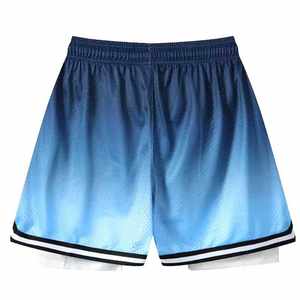 Custom Blue Gradient Mesh <b>Shorts</b> <b>for</b> <b>Men</b> Breathable Streetwear Style Sports <b>Shorts</b> with Black <b>White</b> Trim - Product Image 2