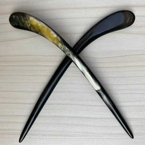 Bâtons d'épingles à cheveux pour femmes Couleur unique Épingle à cheveux en corne naturelle Bâton d'épingles à cheveux fait main Accessoires traditionnels pour outils de coiffure - Product Image 5