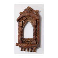 Sculpture en bois faite à la main cadre Jharokha Tenture murale indienne traditionnelle Accent décoratif pour les intérieurs de temple et de bureau à la maison