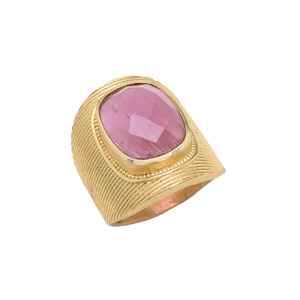 Nouvelle arrivée Bague en plaqué or avec tourmaline rose et pierre hydro pour homme et femme - Product Image 1