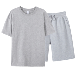 Ensemble de t-shirts à manches courtes décontractés de style vintage pour hommes, hauts et pantalons respirants pour la course à pied avec motif solide - Product Image 4