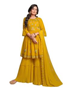 Heavy Georgette con bordado de secuencia Crush Sahara trabajo con dupatta para colección de ocasiones especiales - Product Image 1