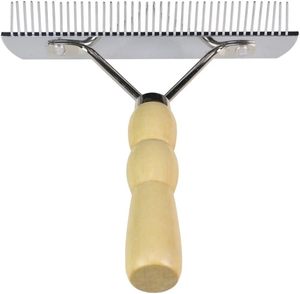 Undercoat <b>Rake</b> for Dogs\Long Hair and Short Hair Pet Dog Comb with Wooden Handle and Stainless Steel Teeth - Product Image 1