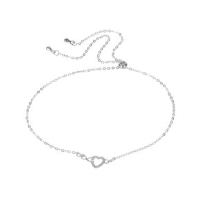 Pulsera Fina con Dijes de Corazón de Circonita Blanca en Plata de Ley 0.09ct - Product Image 1