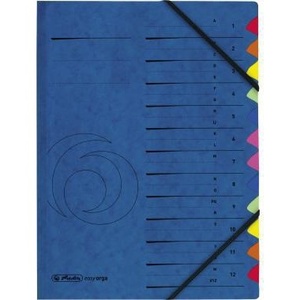 Herlitz Quality <b>A4</b> <b>File</b> <b>Folder</b> 255g/m Cardboard Blue with Multicolored Fan Block 12 Fans - Product Image 1