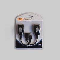 Cable adaptador de extensión LAN USB 2.0 a RJ45 de 150 pies con material ABS, sin necesidad de enchufe, en stock para teclado de computadora