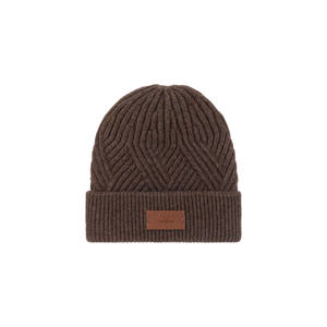 Gorro de punto con logotipo de invierno de Tukerna para hombre, gorro estampado de lana suave negra, diseño flexible de doble pliegue - Product Image 3