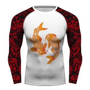 Protector de erupción personalizado MMA de alta calidad para entrenamiento de manga larga de compresión Spandex poliéster BJJ Fighting Rash Guards - Product Image 3