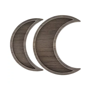 Décor de ferme bois lune et étoile café plateau à dessert plateau de service rond en bois plateaux de service en bois à vendre - Product Image 2