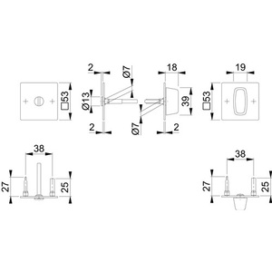 Paire de rosettes pour serrure E848NS en acier inoxydable F69, écusson de 2 mm d'épaisseur, SK/OL carré, accessoire HOPPE - Product Image 3