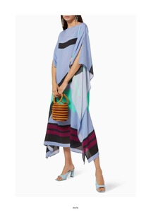 ชุดเดรสทรงถังสไตล์ฮิปปี้โบโฮคาฟตันร่มทำด้วยมือเรยอนไทยมัดย้อมลายจุดปีกผีเสื้อแบบยาวสำหรับผู้ใหญ่ฟรี - Product Image 6