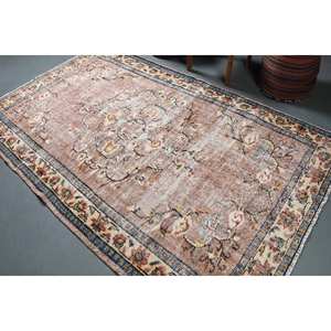 Alfombra Turca Vintage Beige Azul 5,2 X 8.5ft Felpa Hecha A Mano Estilo Tabriz Patchwork Rectángulo Pasillo Patrón Lana Poliéster Látex - Product Image 4