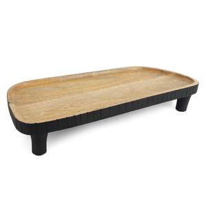 Plateau de service rectangulaire en bois asymétrique à base stable, lot de 2, ensemble combiné, article durable, disponible au prix le plus bas pour la vente - Product Image 6