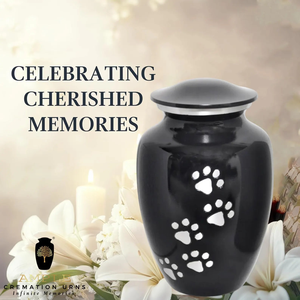 Urna conmemorativa de aluminio hecha a mano Urnas de cremación grabadas con pata de gato negro con revestimiento de Meena grande (220 Cu en) y recuerdo (3 Cu en - Product Image 4