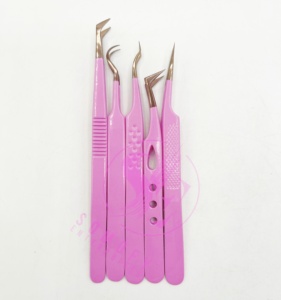 แหนบต่อขนตาสีชมพูสด ยี่ห้อ Professional Somofy Enterprises ผลิตจากสแตนเลสสตีล ปลายเรียบสีโรสโกลด์ ป้องกันไฟฟ้าสถิตย์ รับทำโลโก้ตามสั่ง ขนาด 10 มม. - Product Image 3