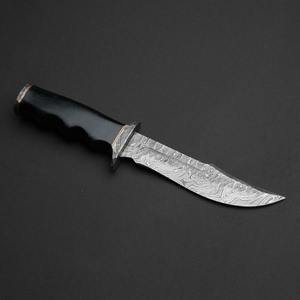 Cuchillo Bowie de alta calidad hecho a mano, hoja de acero de Damasco, mango de Micarta, OEM personalizable, precio bajo, cuchillos de supervivencia para acampar, cuero - Product Image 5