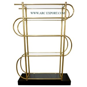 ชั้นวางกระเป๋าเดินทางทำมือศิลปะสร้างสรรค์โลหะขัดเงาสีทองมี4ล้อโรงแรมรีสอร์ทและห้องนั่งเล่นเฟอร์นิเจอร์ - Product Image 4