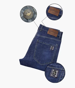 กางเกงยีนส์เดนิมยืดทรงตรงเอวกลางสำหรับผู้ชาย แบรนด์ Black Eagle รุ่นซัมเมอร์ สวมใส่สบาย ทนทาน เหมาะสำหรับใส่ในชีวิตประจำวัน - Product Image 1