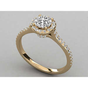Bague solitaire en or 18 carats avec diamant rond brillant pour femme - Product Image 3