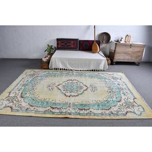 พรมตุรกีโบราณ5.9 x สีฟ้าเบจ9.1ft แบนขนสัตว์สานด้วยลวดลายเย็บปะติดปะต่อกันสำหรับตกแต่งห้องนั่งเล่นหรือใช้ในห้องโถง - Product Image 3