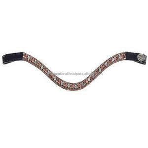 Banda de cejas de caballo de cuero en todas las formas hechas a medida con 3 filas decorativas Multicolor cristales brillantes diamantes de imitación banda de cejas ostentosa - Product Image 2