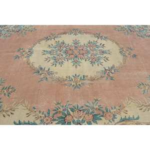 Alfombra turca Vintage clásica naranja Beige 9,4X13,9 pies diseño de retazos tejido plano lana nueva para entrada o pasillo - Product Image 5