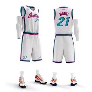 Ensemble de maillots de basket-ball réversibles sublimés personnalisés Short d'uniforme grande taille pour adultes enfants Logo imprimé de l'équipe Club Sports - Product Image 3