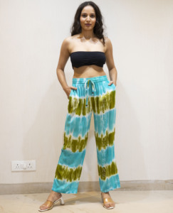 Vibrant and Relaxed Rayon Tie-Dye <b>Women</b> Resort Wear <b>Trouser</b> Dress With Pockets for <b>Women</b>-Flattering and Comfortable <b>Summer</b> Wear - Product Image 1