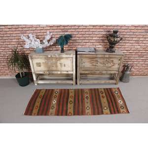 Alfombra Turca, Alfombra de Pasillo de 2x5.1 pies, Alfombra Vintage de Lana con Puntos Marrones - Product Image 2