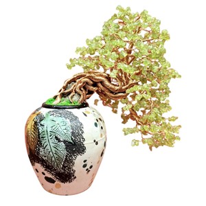 TINH TAN PHONG THUY Escultura Artesanal de Bonsái de Alambre Metálico Natural, Cristal Curativo de la Suerte, Gema del Dinero 22x16x12 - Product Image 1