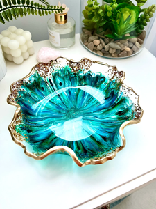 ชามตกแต่งเรซินสีฟ้าทองทำด้วยมือเป็นมิตรต่อสิ่งแวดล้อมของตกแต่งบ้านศิลปะชามของขวัญคุณภาพสูงออกแบบเองสำหรับปาร์ตี้ - Product Image 6