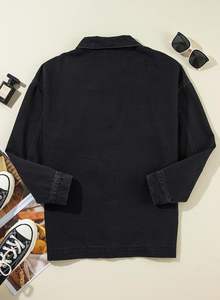 แจ็คเก็ตยีนส์แขนยาวทรงหลวมแบบมีรูระบายอากาศ สไตล์แฟชั่น ล้างสีอ่อน สำหรับผู้หญิง ขายส่ง รับสั่งทำ - Product Image 5