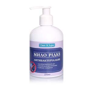 Savon liquide antibactérien Clean & Sujee pour le lavage des mains et du corps, flacon plastique 270 ml avec pompe, fabricant de marque privée OE - Product Image 1